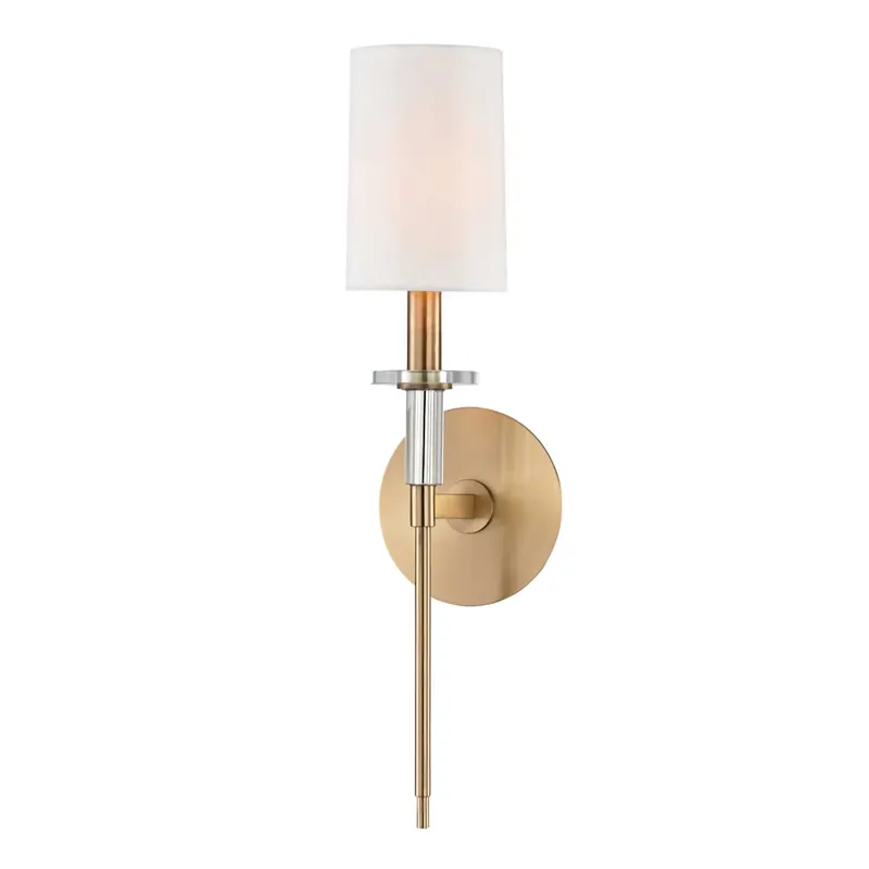 Amherst - Aplique de pared art déco de acero dorado y seda