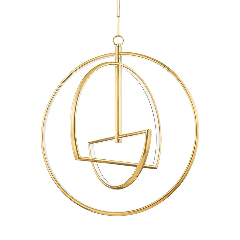 Welland - Lámpara colgante diseño dorado con anillos y LED para cocina moderna