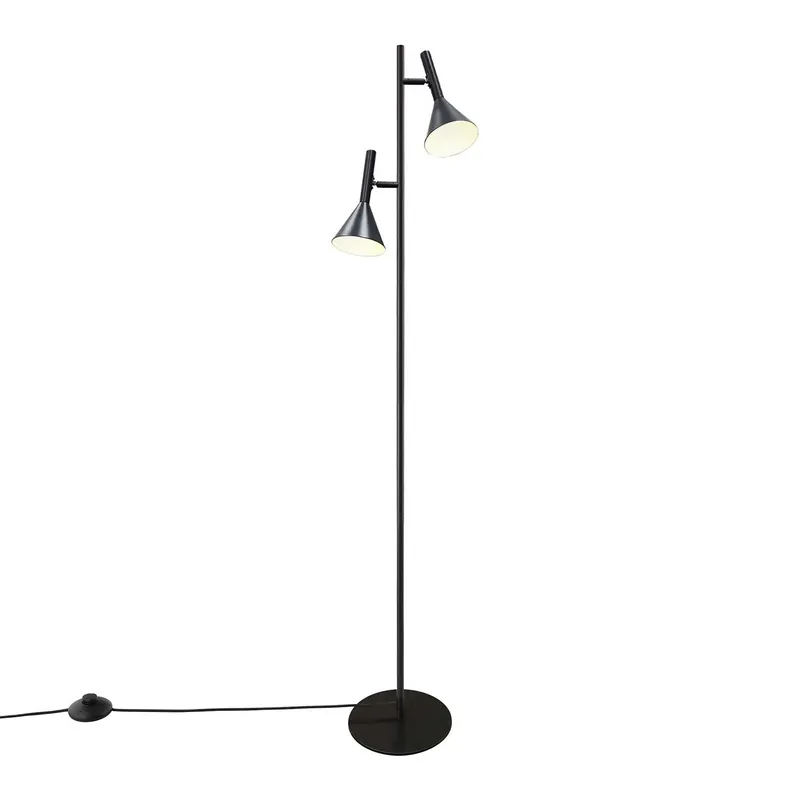 Kelvis - Lámpara de pie de acero negro diseño vintage para sala