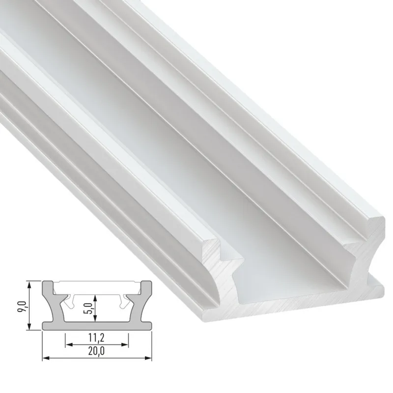 Perfíl Aluminio IP65 Empotrado Tipo TERRA 2,02M - Anodizado Plata