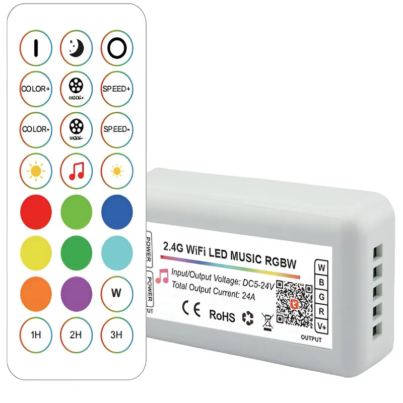 Tuya Wifi 2.4G RF RGBW LED Controller 24 nycklar [HLP-YS-WIFI-RF24-04]