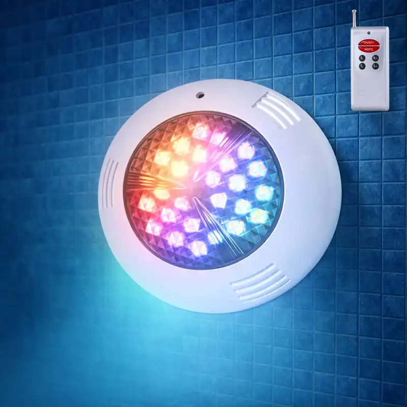 36W RGB LED poolspotlight med fjärrkontroll Ø295mm 30 000H Ytmontering [WR-295-2AS-36W-RGB]