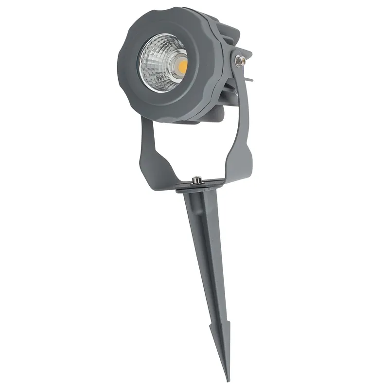 10W IP65 2700K LED-spotlight med spett för trädgården, grå finish