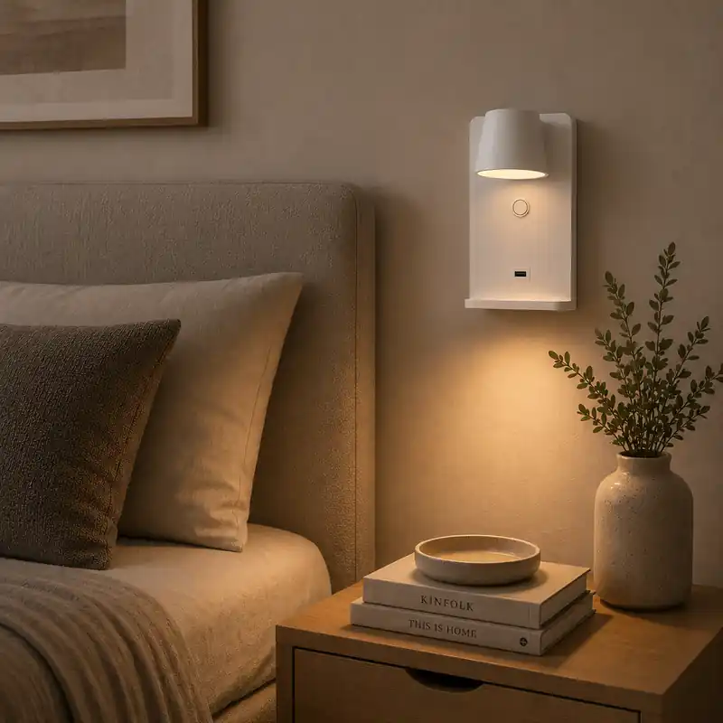 Vägglampa för läsning med USB-port "Lumo" 6W Trådlös laddningsbas