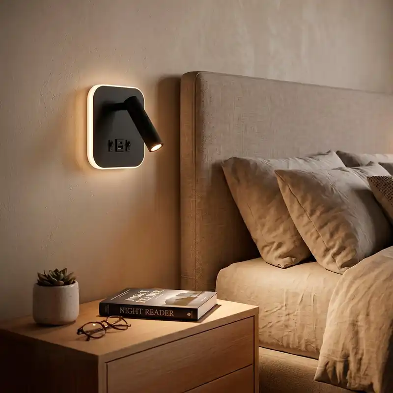 9W Fyrkantig LED-spotlight med USB-C-utgång, 630 lm, 3000K, Svart