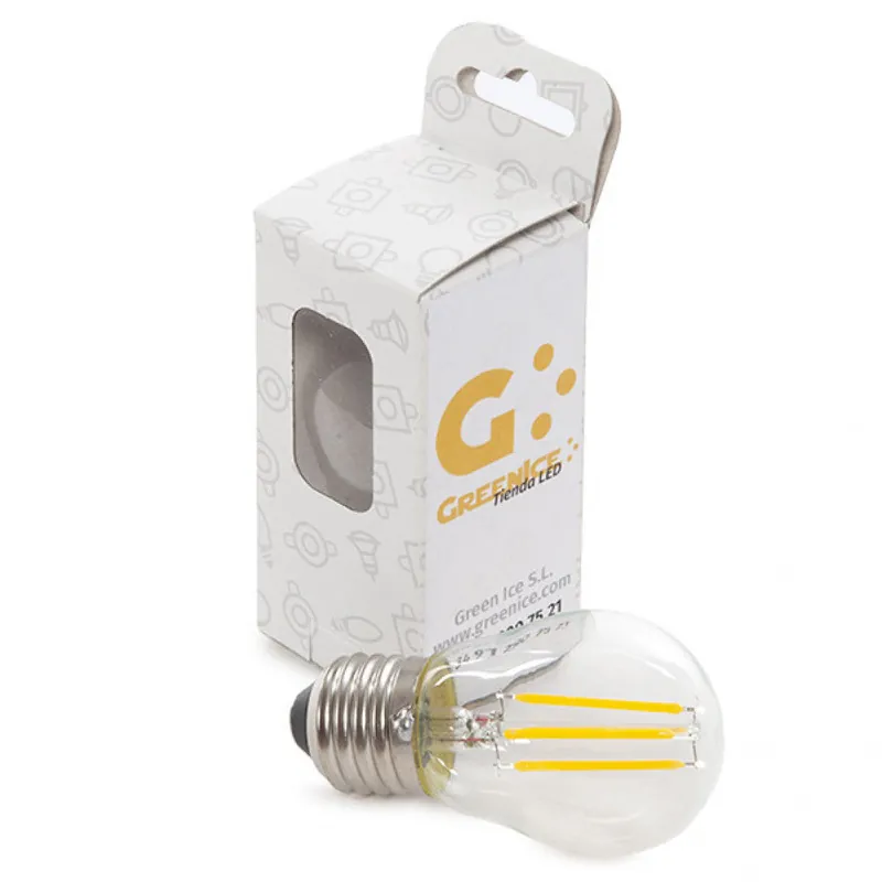 Ampoule LED E27 4W 288Lm 2700ºK Filament G45 Boîtier Personnalisé 40 000H [WO-LF-G45-E27-4W-WW-EP06]