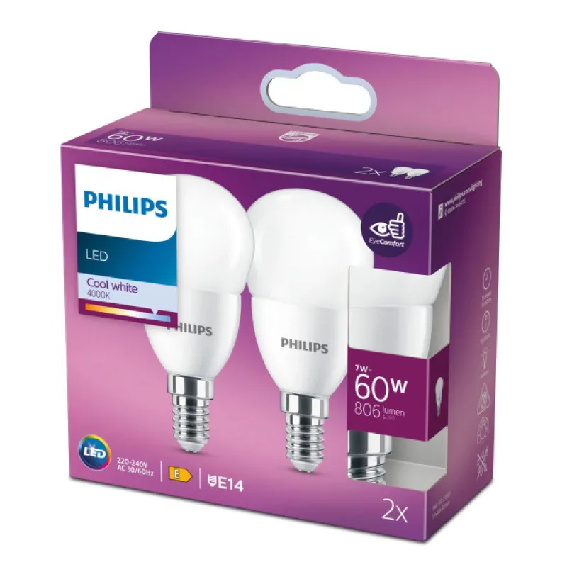 Ampoule LED Philips/Signify P48 E14 7W 806Lm 4000ºK Mat 15000H [PH-8719514310230]