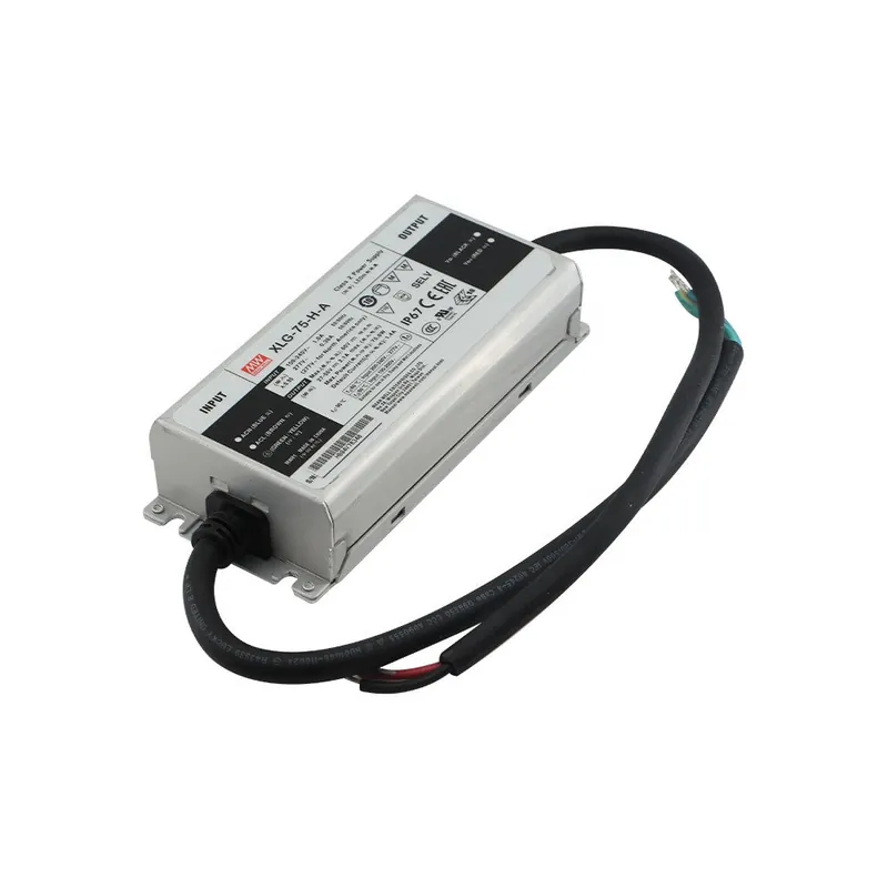 XLG-75-L-A IP67 Driver MEANWELL Puissance Constante In 100-305VAC Out 53-107VDC Corriente 700-1050mA 75W PFC Potenciomètre